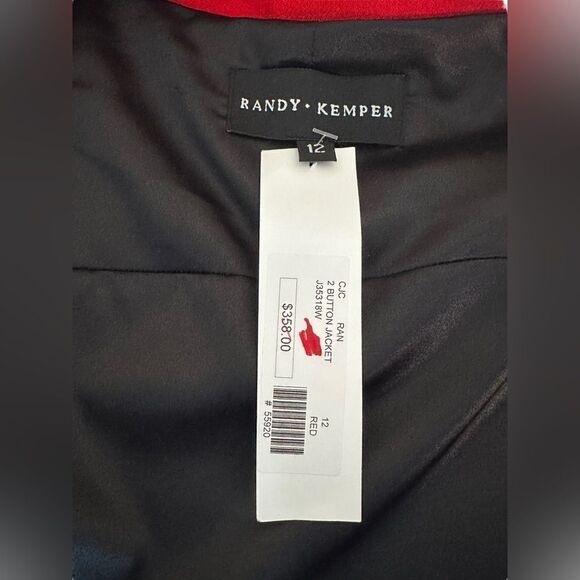 Randy Kemper wool blend red three button jacket NWT size 12 pockets 3/4 Sleeves - Picture 11 of 13